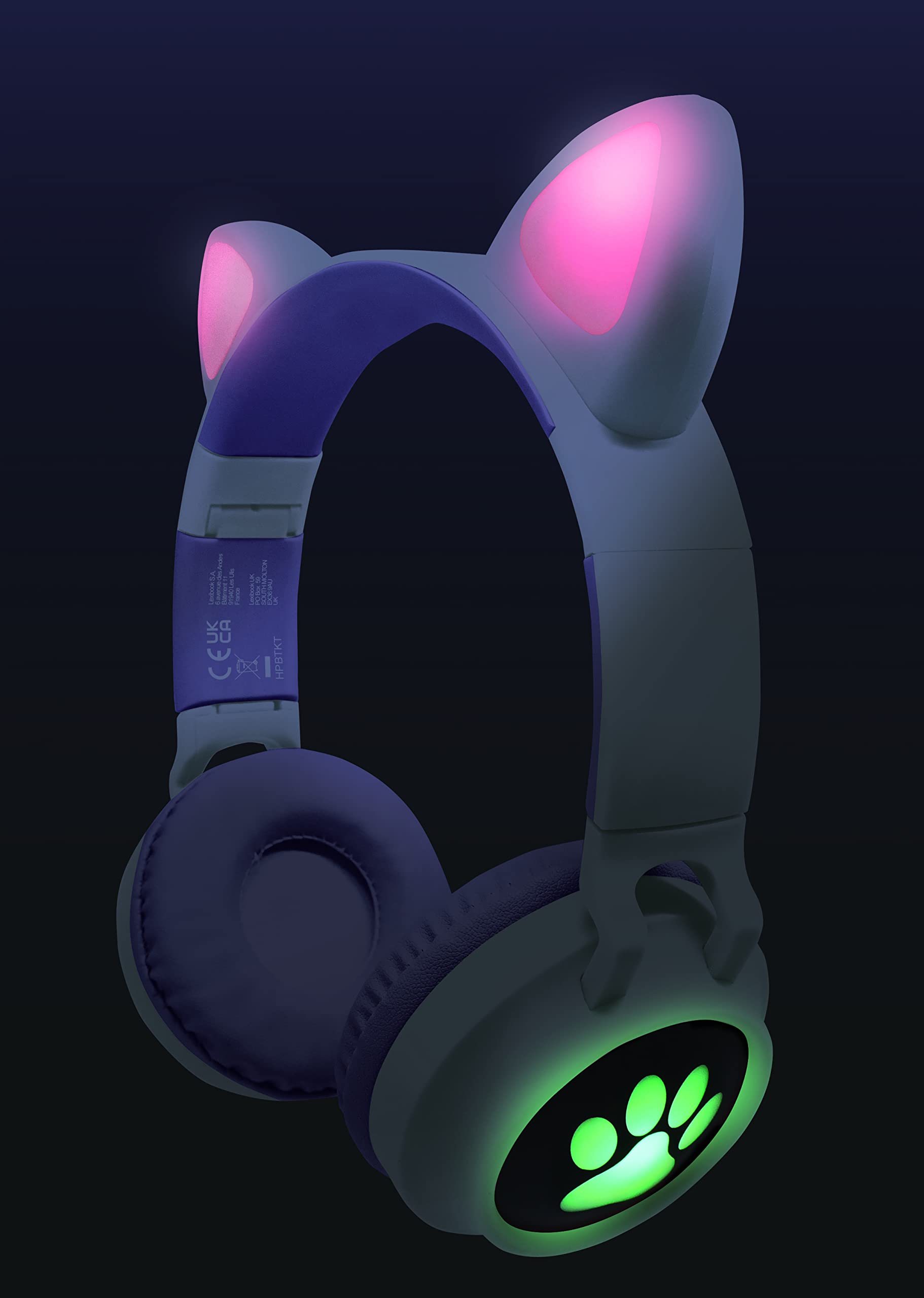 LEXiBOOK - 2-in-1 Wireless Rechargeable Headphones with Lights - Stereo Sound, Wireless Wired, Foldable, Adjustable, LED Lights - HPBTKT - Image 3
