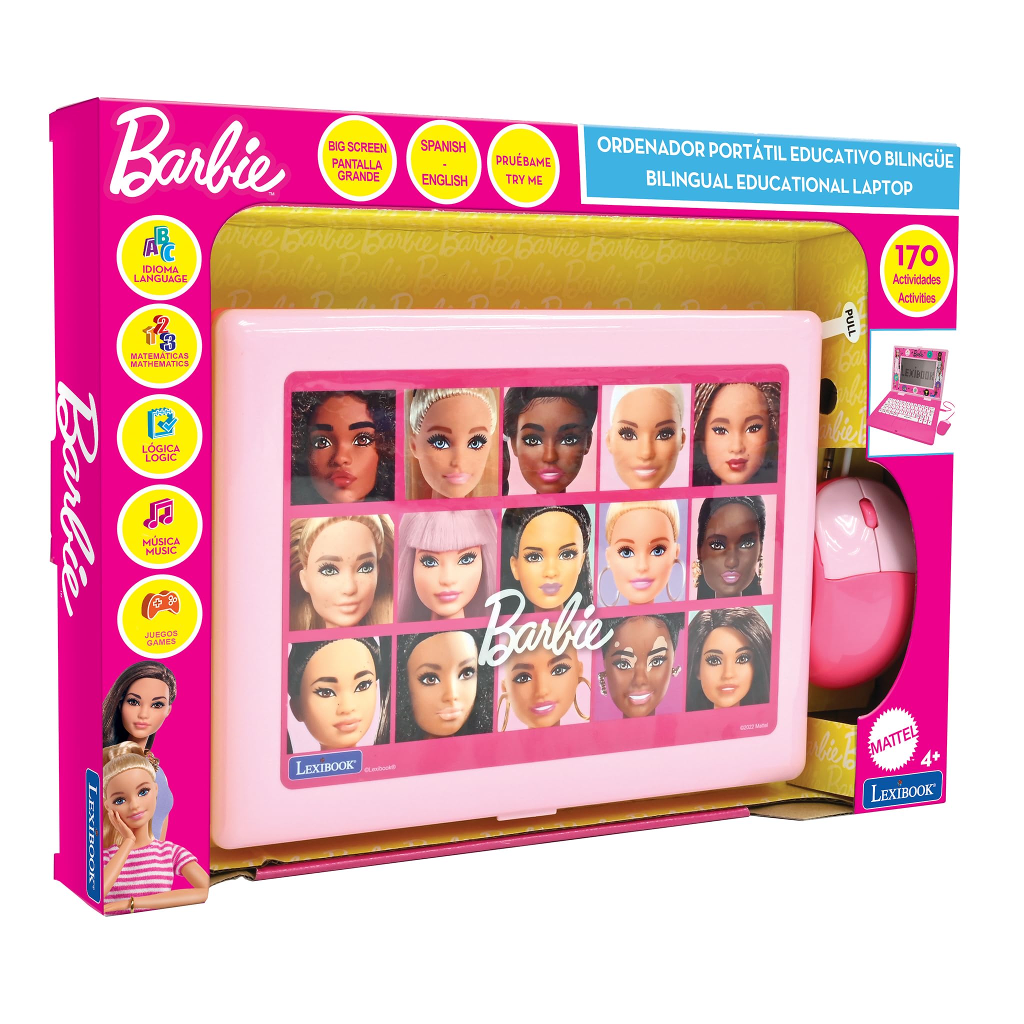 Lexibook, Barbie, Bilingual and Educational Laptop Spanish/English, Toy for Children, 170 Activities to Learn, Play Games and Music, Large Screen, Pink, JC599BBi2 - Image 7