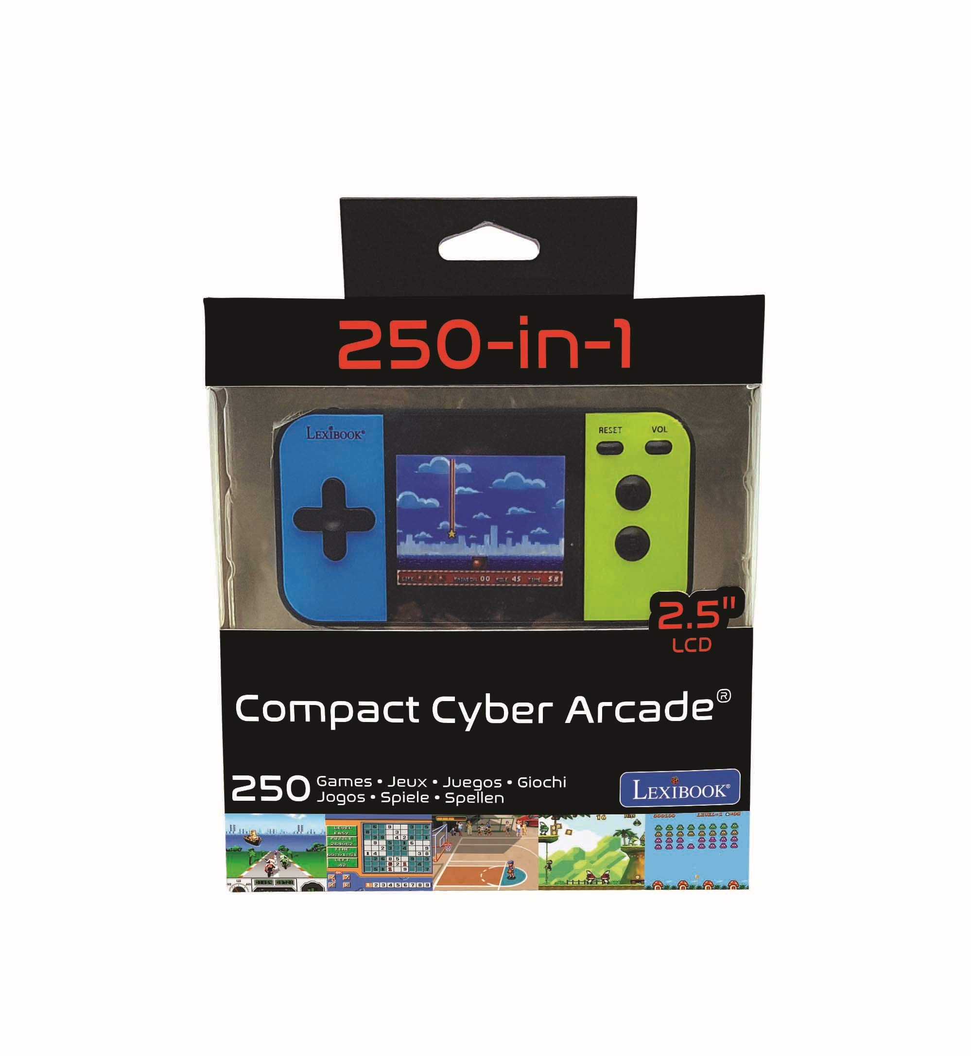 Lexibook Compact Cyber Arcade Portable Gaming Console, 250 Gaming, LCD, Battery Operated, Video Game for Children, Black/Blue/Green, JL2377 - Image 6
