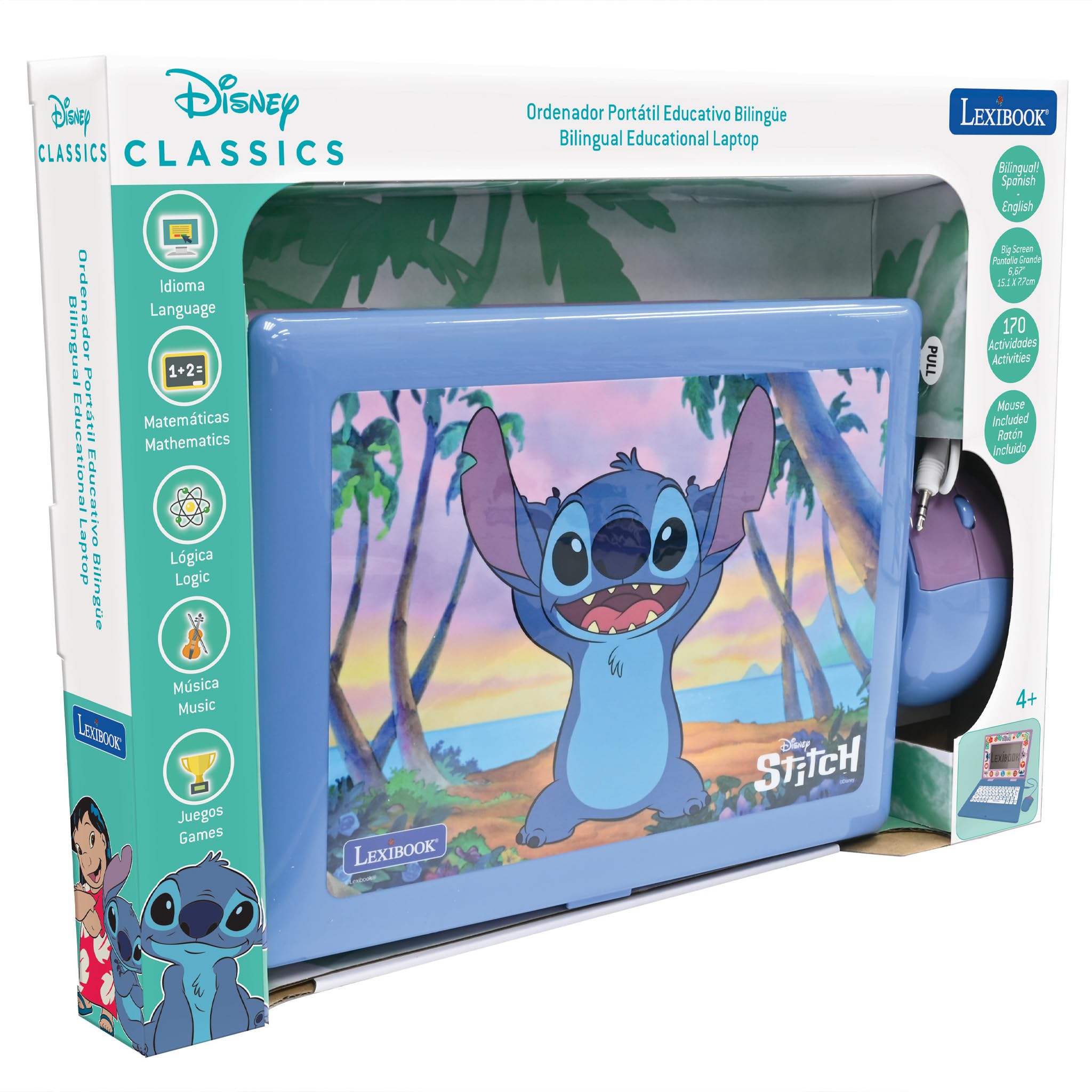 Lexibook, Disney Stitch, Bilingual and Educational Laptop Spanish/English, Toy for Children, 170 Activities to Learn, Play Games and Music, Large Screen, Blue, JC599Di2 - Image 7