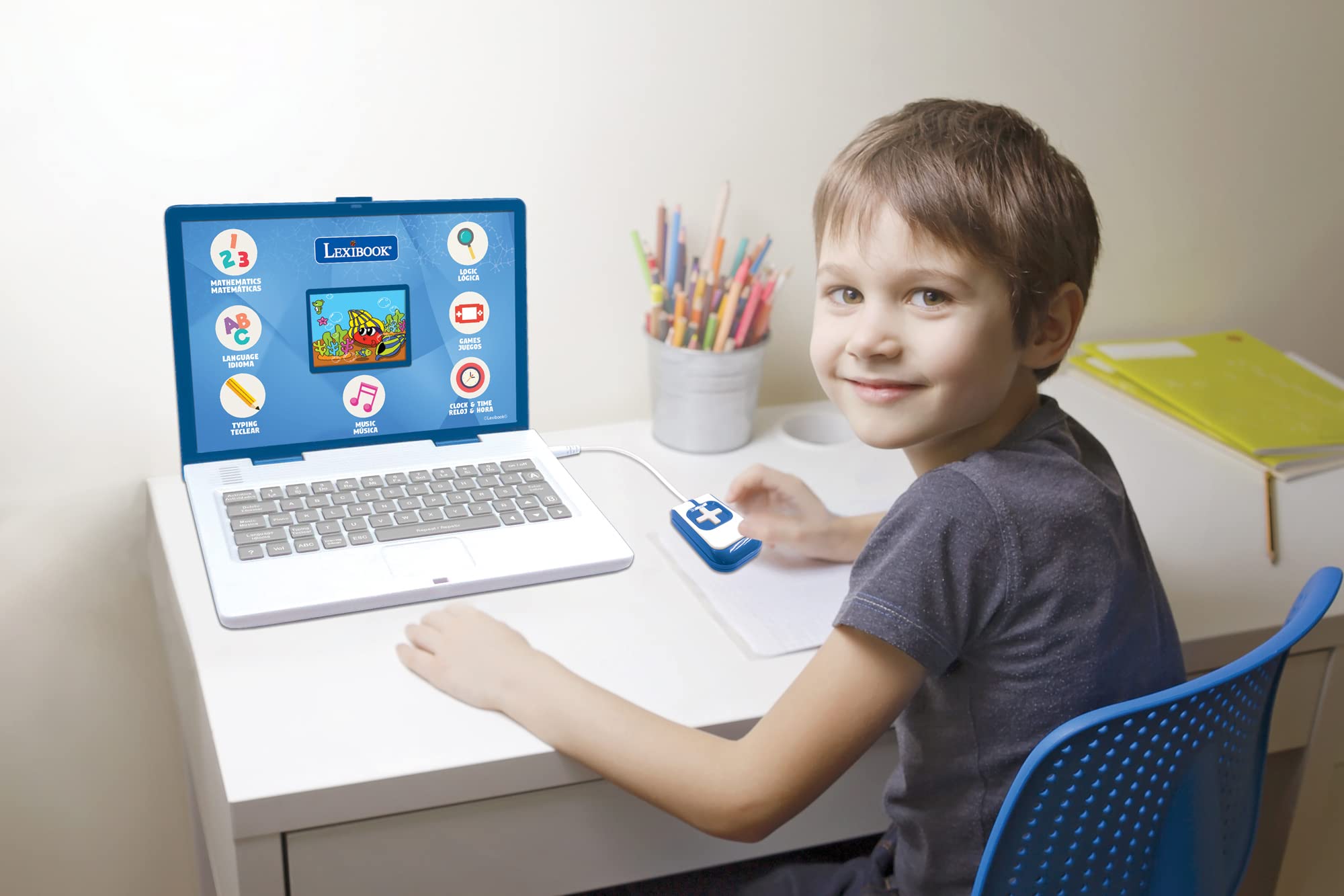 Lexibook - Educational and Bilingual Laptop Spanish/English - Toy for Child Kid (Boys & Girls) 130 Activities, Learn Play Games and Music - Blue - JC798i2 - Image 4