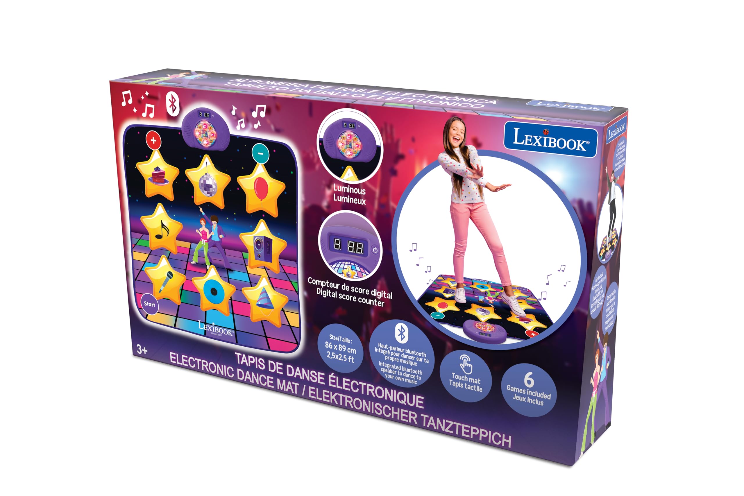LEXiBOOK, Electronic Dance Floor Mat, Illuminated Keys, Built-in Speaker, Purple/Yellow, DM10 - Image 4