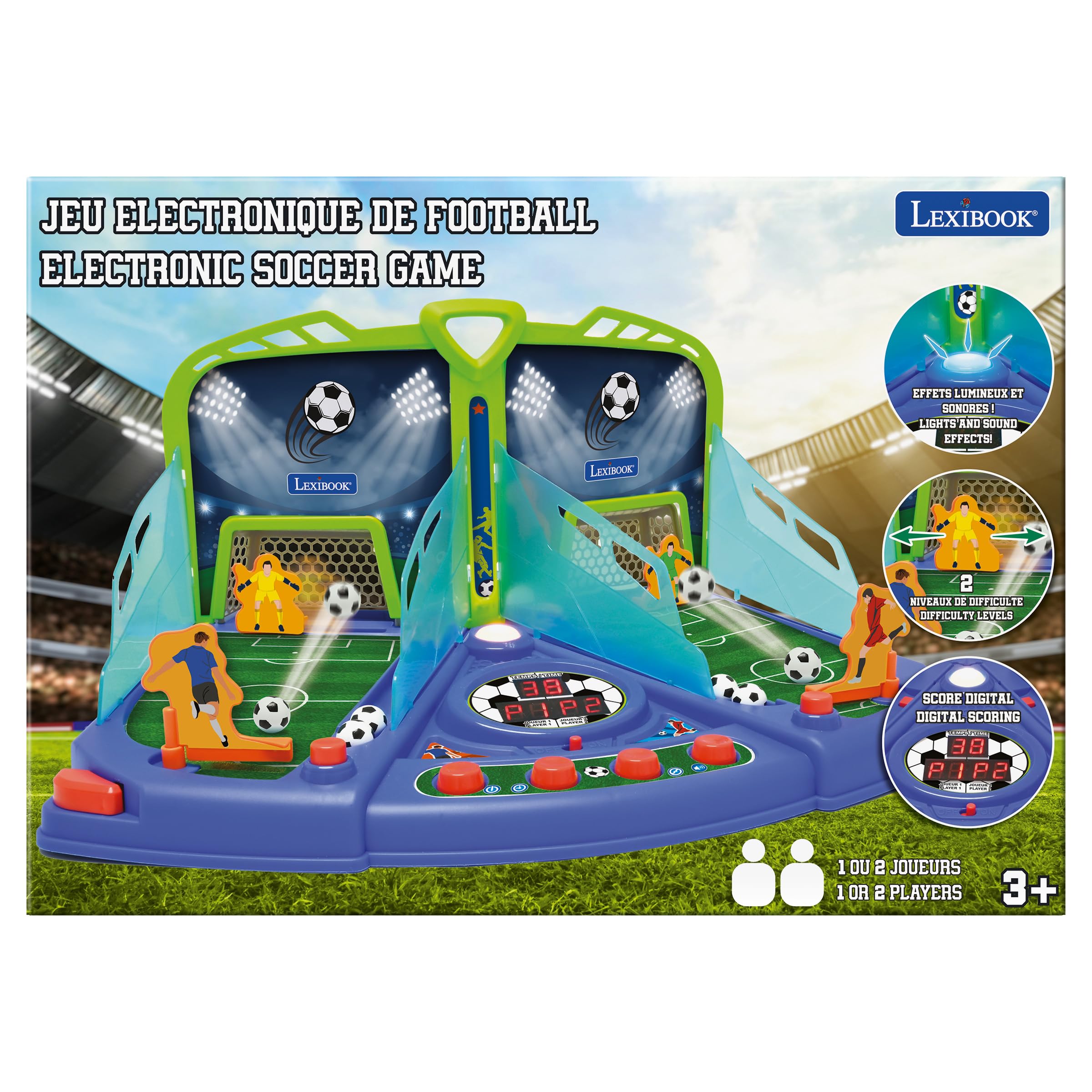 LEXiBOOK, Electronic Football Game with Light and Sound Effects for 2 Players, Blue/Green, JG945 - Image 5