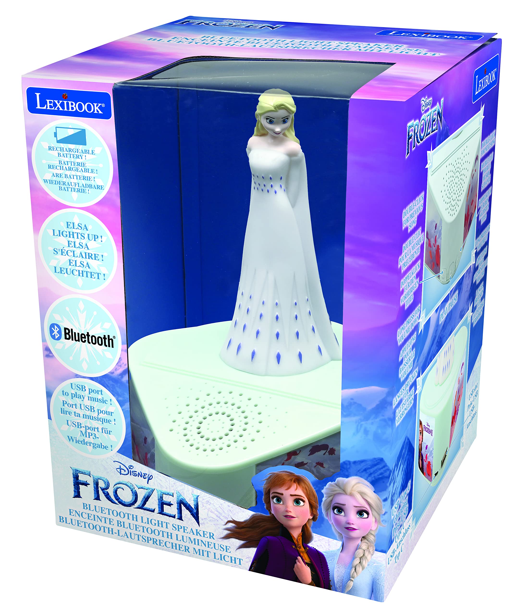 LEXiBOOK, Frozen, Speaker with Luminous Figurine, 5.0 Bluetooth, USB/USB Type C Port, BTD80FZ - Image 4