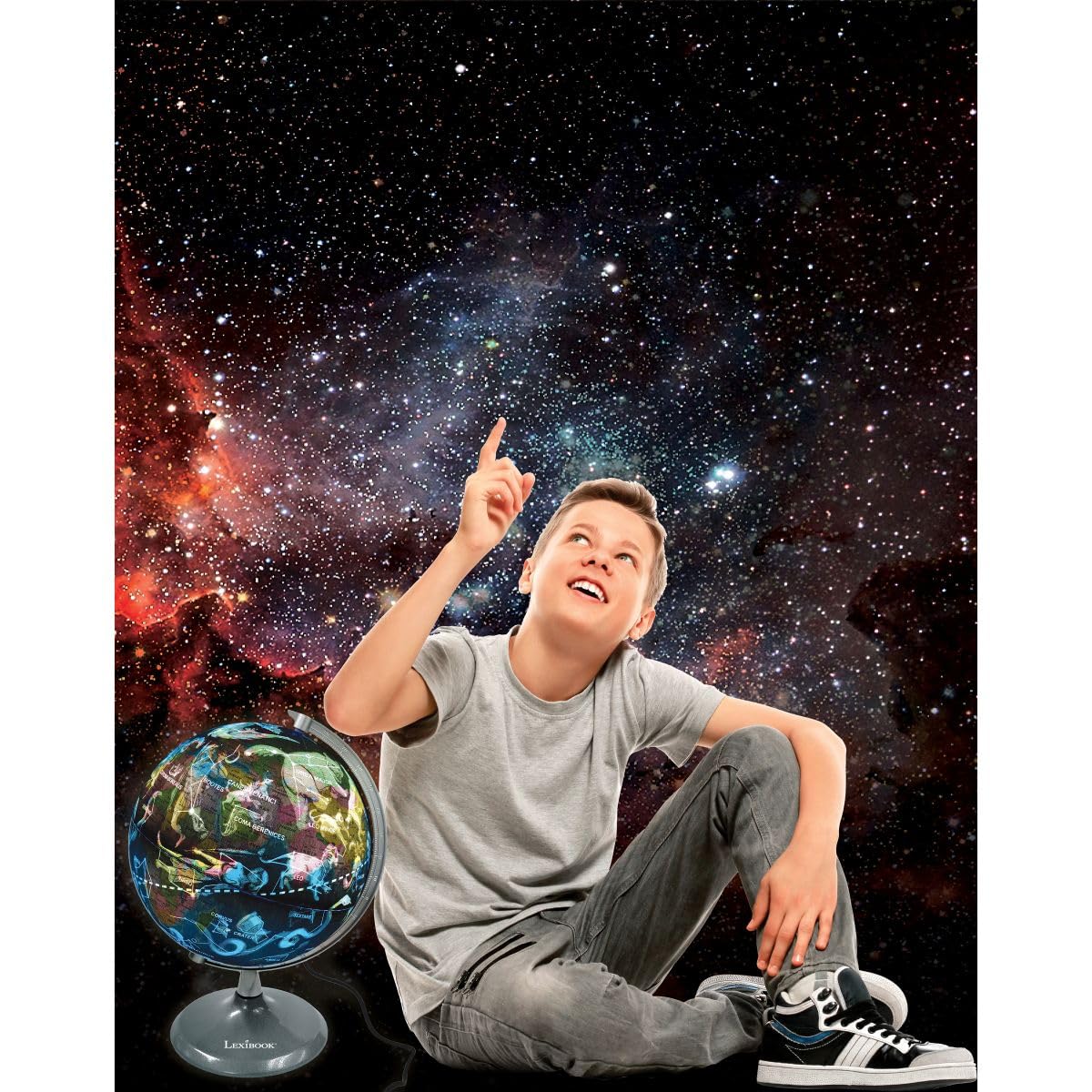 Lexibook Luminous Globe Planetarium, STEM, 2-in-1 Globe during the day, Constellation map at night, Blue/Black, NLJ185EN - Image 5