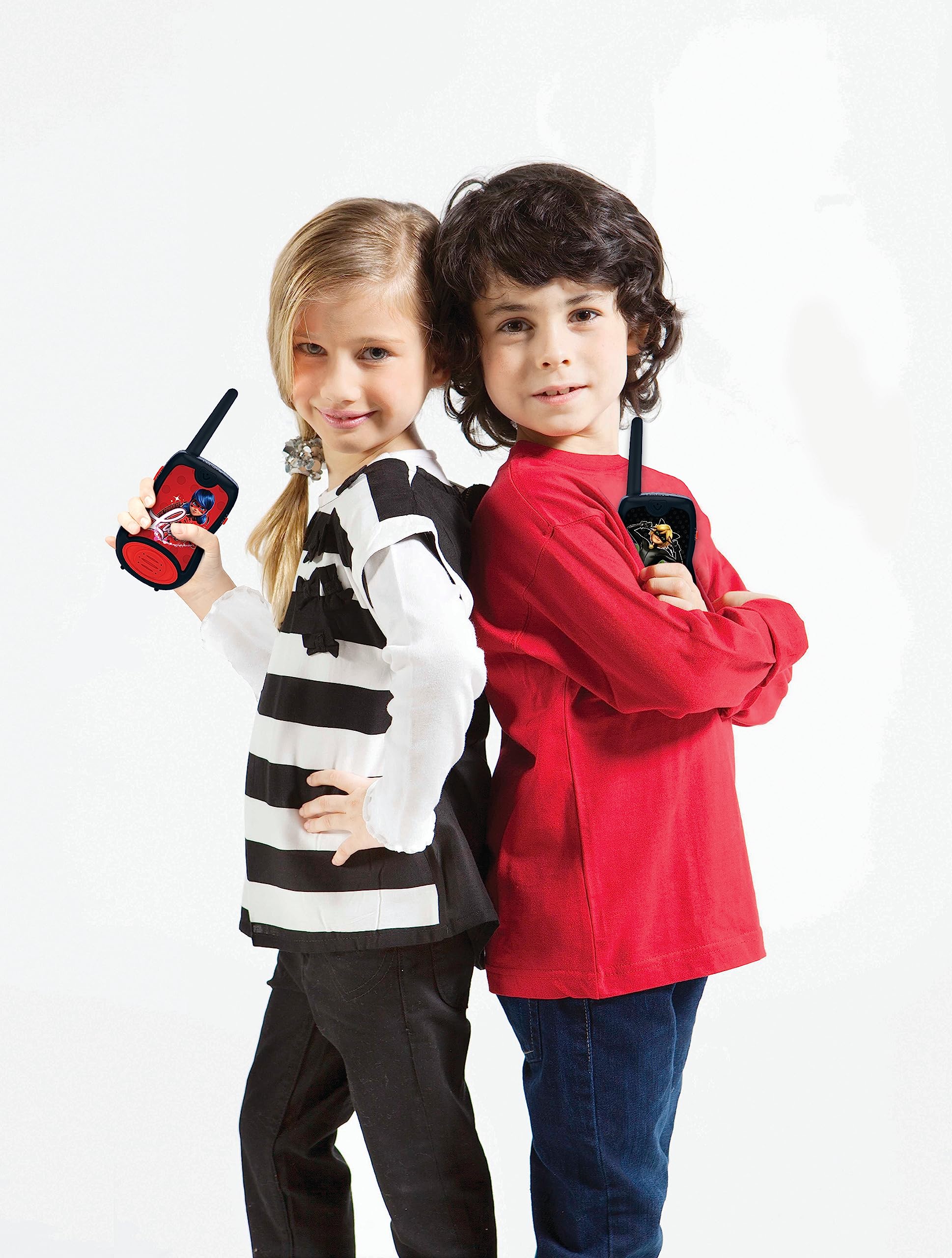 Lexibook, Miraculous, Walkie Talkies, 200m, Communication Set for Kids, 2 Communication Channels, Belt Clip, Black/Red, TW12MI - Image 3