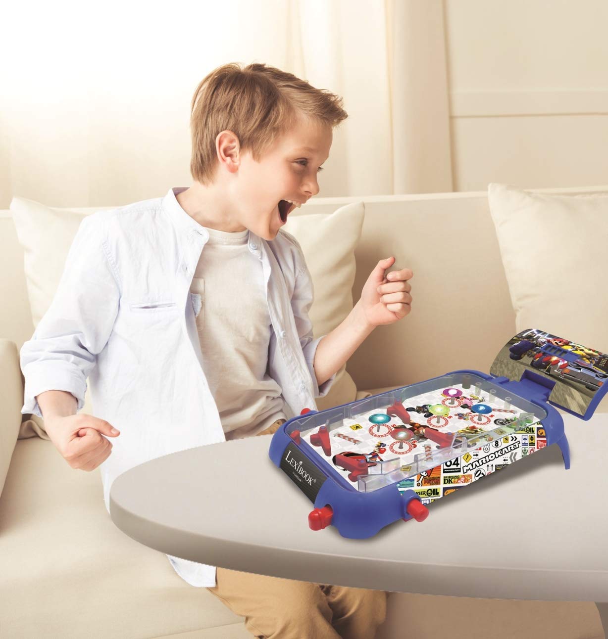 LEXiBOOK Nintendo Mario Kart Table Electronic Pinball, Action and Reflex Game for Children and familiy, LCD Screen, Light and Sound Effects, Blue/red, JG610NI - Image 3