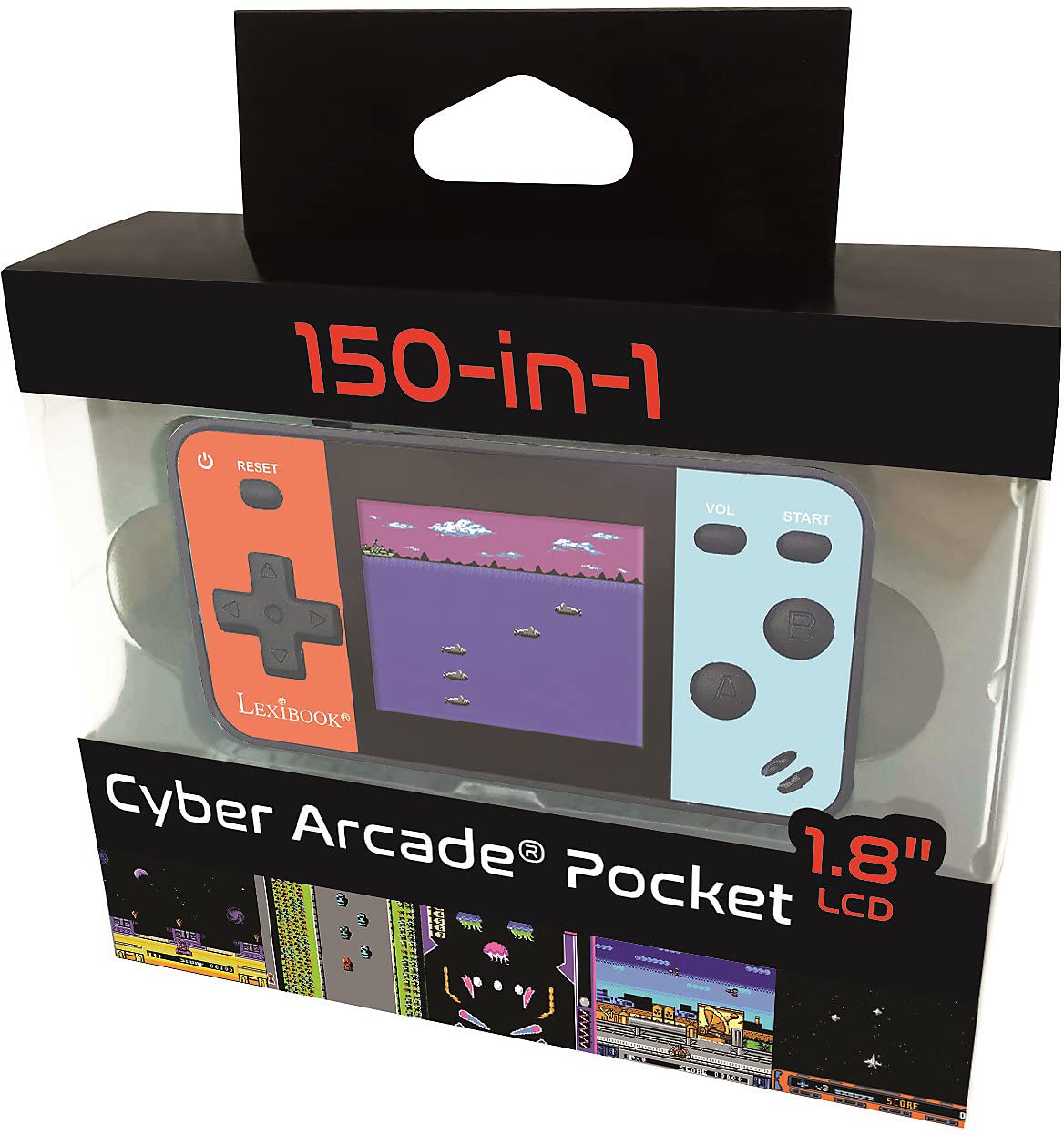 Lexibook Portable Handheld Game Console Cyber Arcade Pocket 150 Games, 1.8" (4.5cm) Color LCD Screen, Gaming Toy for Kids / Teenagers, Blue / red, JL1895 - Image 4