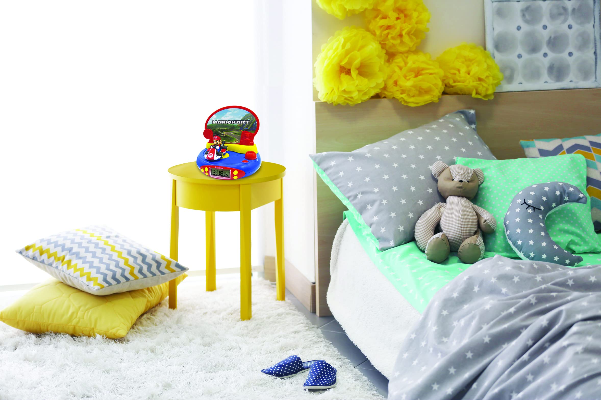 LEXIBOOK, Super Mario, Projector Alarm Clock for Kids, Nightlight and time Projection to The Ceiling, Sound Effects, Battery-Powered, Blue/red, RP500NI - Image 6