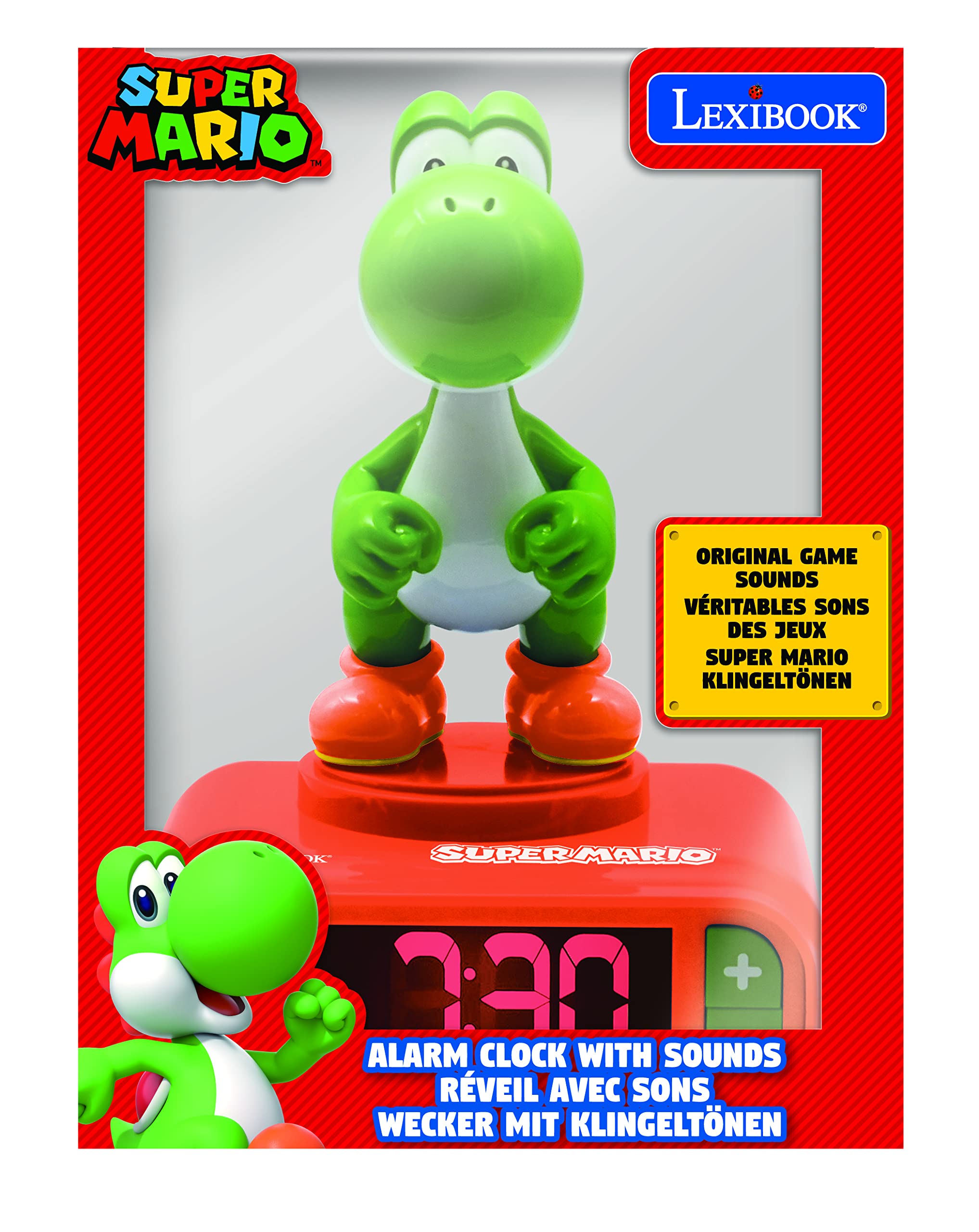 LEXIBOOK, Super Mario, Yoshi Nightlight Alarm Clock, Sounds and Melodies, LCD Backlit Screen, Luminous, Snooze, Orange, RL800NI1 - Image 4