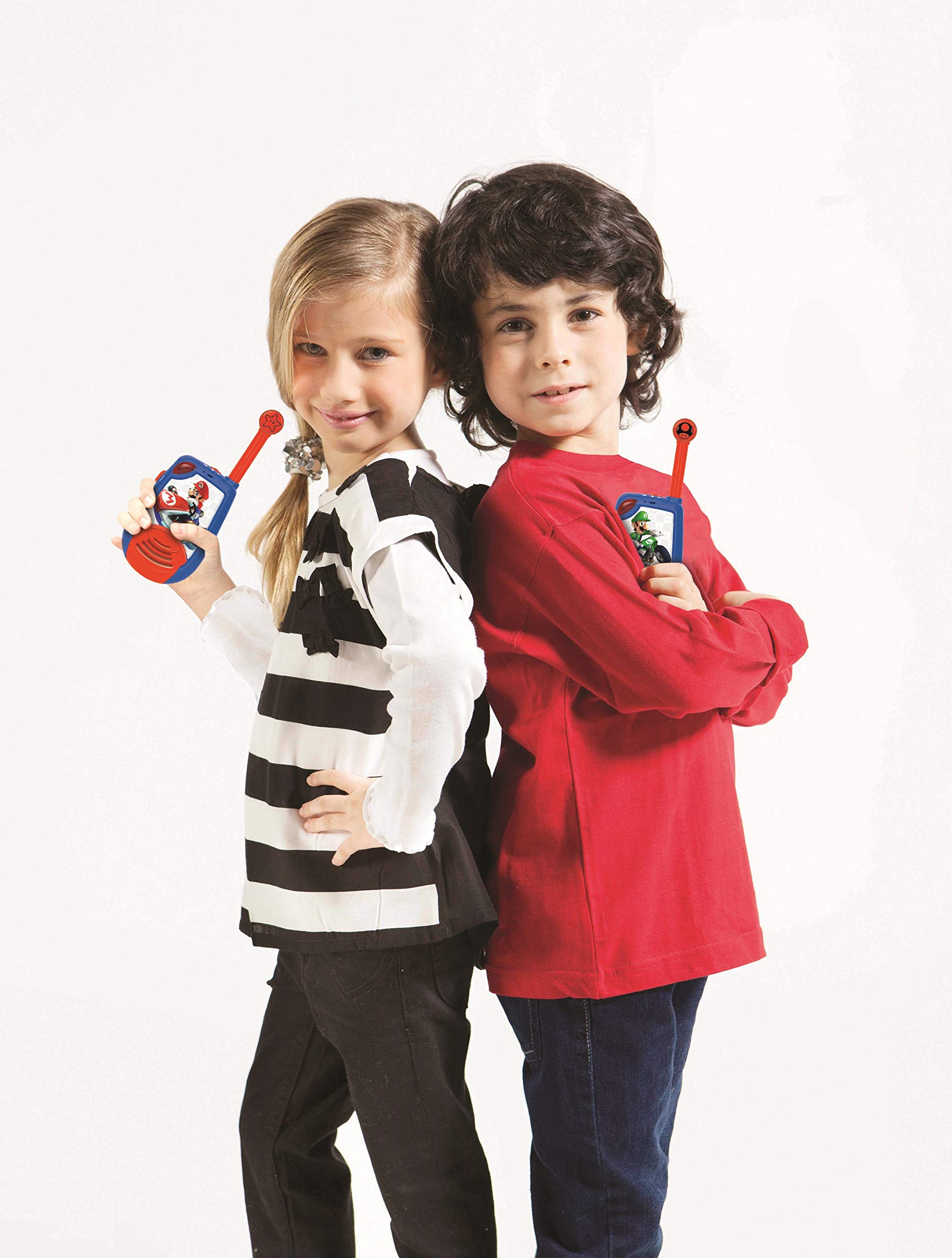Lexibook TW25NI Nintendo Mario Kart - Digital Walkie-Talkies for Children/Boys - 2 km Transmission Range, Morse Light Function, Belt Clip for Transport, Battery, Blue/Red - Image 4